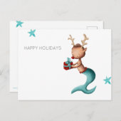 トナカイの人魚とミニマリストの幸せな休日 シーズンポストカード (正面/裏面)