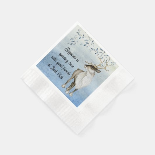 トナカイの仲間を集めるブッククラブ会議 縁ありカクテルナプキン (角)