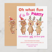 トナカイの休暇パーティーなんて、なんて楽しいんだろう！ 招待状 (正面/裏面)