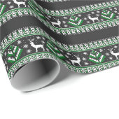 トナカイの冬の美しい島の模様（黒） ラッピングペーパー (ロールコーナー)