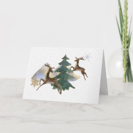 トナカイの冬の風景グリーティングカードをジャンプ カード
