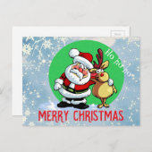 トナカイの友人とサンタクロース シーズンポストカード (正面/裏面)