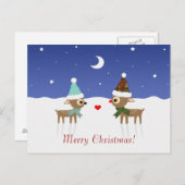 トナカイの友達のクリスマスカード シーズンポストカード (正面/裏面)