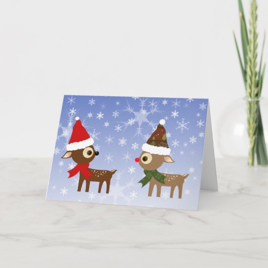 トナカイの友達 クリスマスカード かわいい (正面)