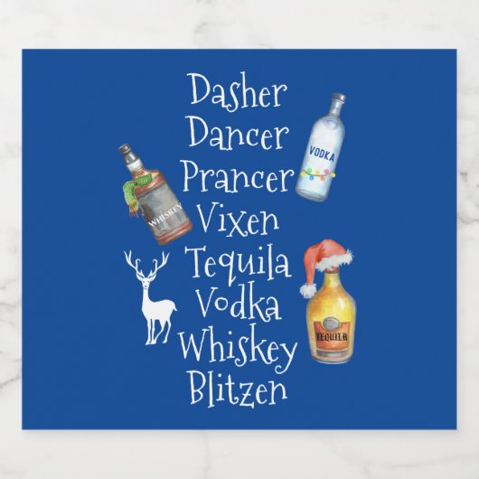 トナカイの名前アルコールテキラウォッカクリスマス リキュールボトルラベル (シングルラベル)