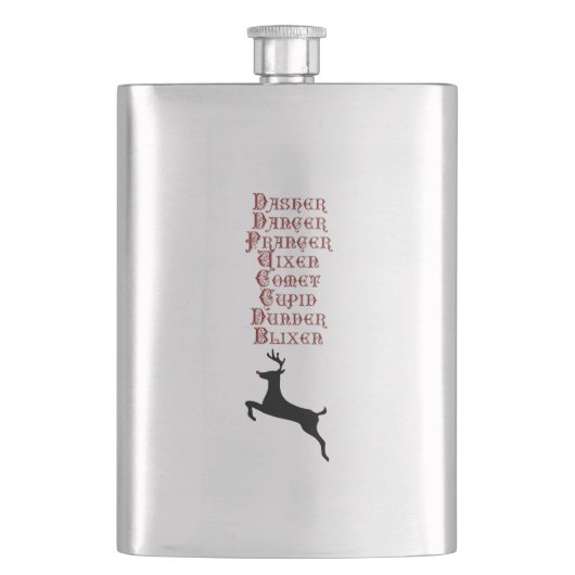 トナカイの名前ルドルフ，彗星， Blixen Reindeer フラスク (正面)