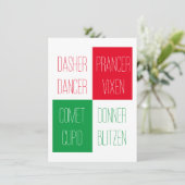 トナカイの名前 フラット クリスマス カード 4.25x6.25 (スタンド正面)