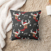 トナカイの喜びクリスマス女性の枕 クッション (ブランケット)