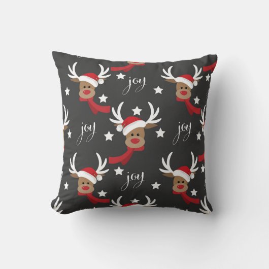 トナカイの喜びクリスマス女性の枕 クッション (正面)