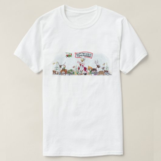 トナカイの国か飛んでいるら Tシャツ (デザイン正面)