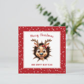 トナカイの女の子がクリスマスをおもしろい突破 カード (スタンド正面)