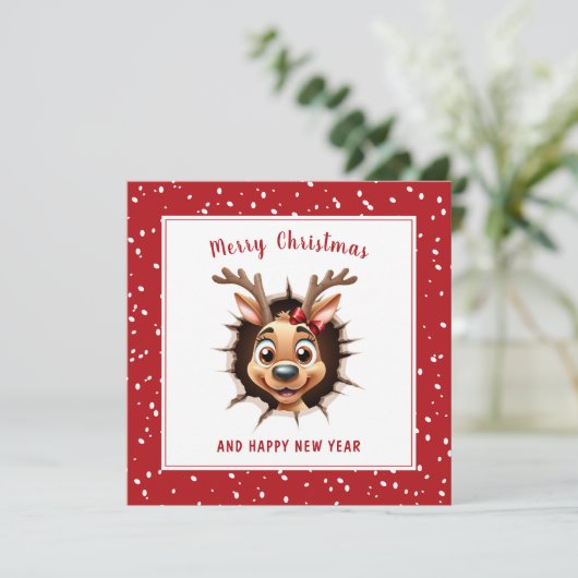トナカイの女の子がクリスマスをおもしろい突破 カード (スタンド正面)