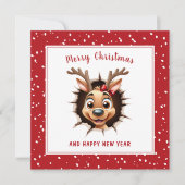 トナカイの女の子がクリスマスをおもしろい突破 カード (正面)