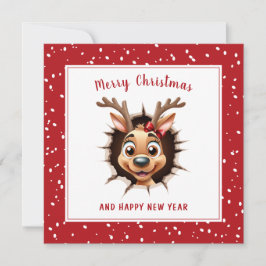 トナカイの女の子がクリスマスをおもしろい突破 カード