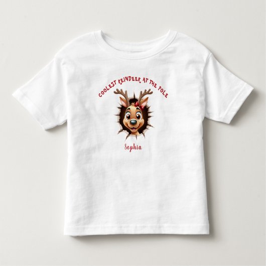 トナカイの女の子がクリスマスを突破 トドラーTシャツ (正面)