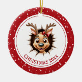トナカイの女の子の名前クリスマスフォトオーナメント セラミックオーナメント (正面)