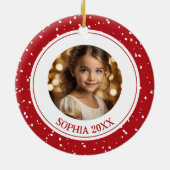 トナカイの女の子の名前クリスマスフォトオーナメント セラミックオーナメント (裏面)