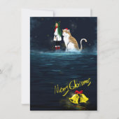 トナカイの女の子メリークリスマスキャット魔法の休日 カード (正面)