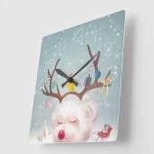 トナカイの子犬〔雄ジカの〕枝角 スクエア壁時計 (傾斜)