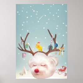 トナカイの子犬〔雄ジカの〕枝角 ポスター