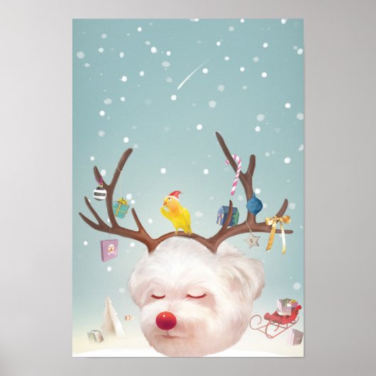 トナカイの子犬〔雄ジカの〕枝角 ポスター (正面)