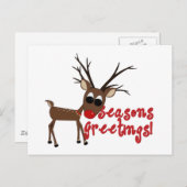 トナカイの季節の挨拶 シーズンポストカード (正面/裏面)