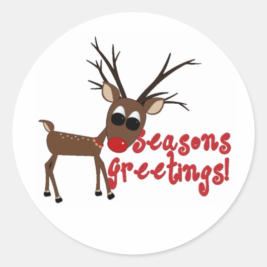 トナカイの季節の挨拶 ラウンドシール (正面)