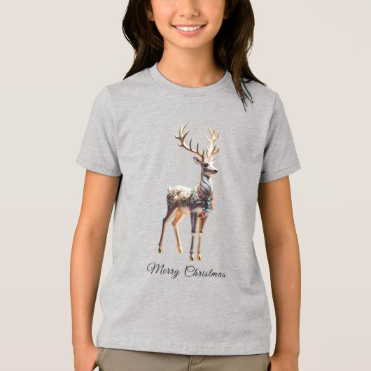 トナカイの宝石 クリスマス ホリデー トライブレンドＴシャツ (正面)