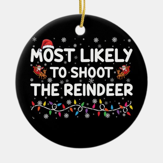 トナカイの家族のクリスマスに撮影する可能性が最も高い セラミックオーナメント (正面)