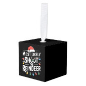 トナカイの家族のクリスマスを撮影する可能性が最も高い キューブオーナメント (正面アングル)