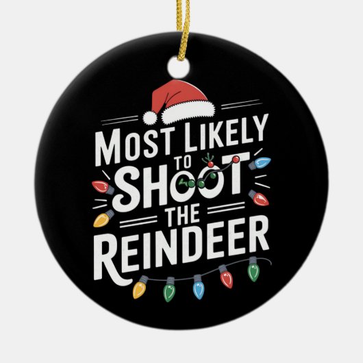 トナカイの家族のクリスマスを撮影する可能性が最も高い セラミックオーナメント (正面)