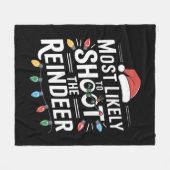 トナカイの家族のクリスマスを撮影する可能性が最も高い フリースブランケット (正面(横))