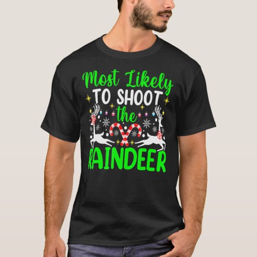 トナカイの家族のクリスマスを撮影する可能性が最も高い Tシャツ (正面)