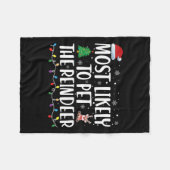 トナカイの家族マッチングChを愛撫する可能性が最も高い フリースブランケット (正面(横))