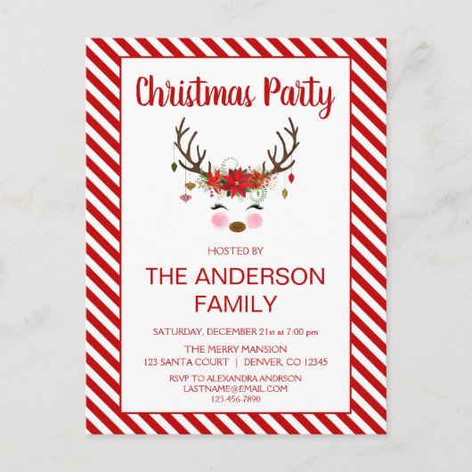 トナカイの家族 – 企業のクリスマスパーティー ポストカード (正面)