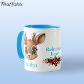 トナカイの愛、フローラ鹿、子鹿Doe Poinsettia 🦌 マグカップ