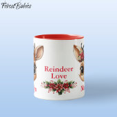 トナカイの愛、ポインセチアフローラ鹿、子鹿、雌鹿🦌 マグカップ