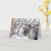 トナカイの折り畳みグリーティングカード カード (黄色い花)