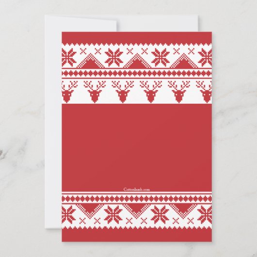 トナカイの招待状が付いている醜いセーター 招待状 (裏面)