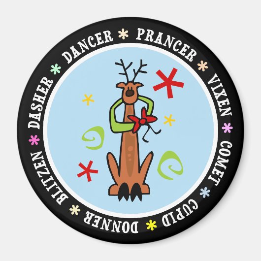 トナカイの星と渦巻き漫画 マグネット (正面)