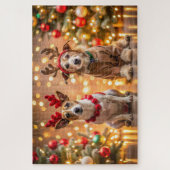 トナカイの服を着たクリスマス犬 ジグソーパズル (縦)