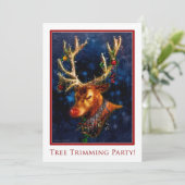 トナカイの木のトリミングのパーティーのカスタムの招待状 招待状 (スタンド正面)