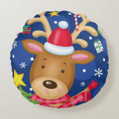 トナカイの枕 ラウンドクッション (正面)