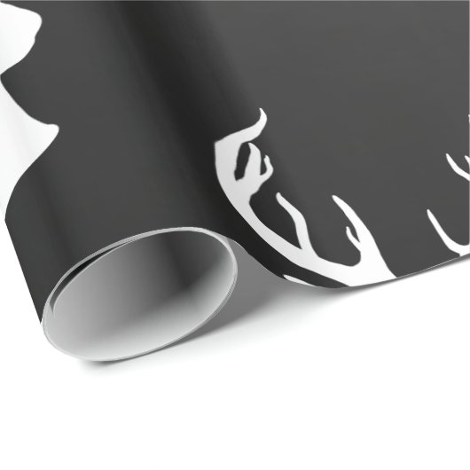 トナカイの枝角のヴィンテージの黒板の素朴なパターン ラッピングペーパー (ロールコーナー)