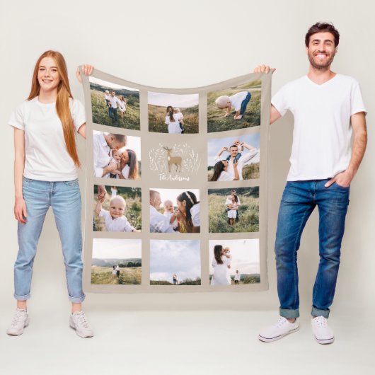 トナカイの植物性エレガント11写真ナチュラモダンル フリースブランケット (インサイチュ)