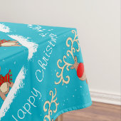 トナカイの楽しいクリスマスの名前入りな姓 テーブルクロス (インサイチュ)