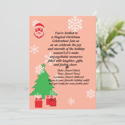 トナカイの楽しいクリスマス　1歳の誕生日招待状 招待状 (スタンド正面)