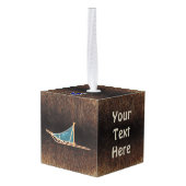 トナカイの毛を犬が背負った キューブオーナメント (裏面アングル)