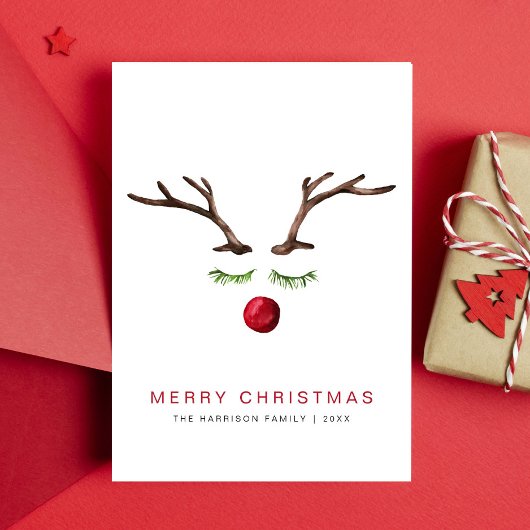 トナカイの水の色メリーミニマルクリスマス シーズンカード