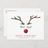 トナカイの水の色メリーミニマルスモダンクリスマス シーズンポストカード (正面/裏面)